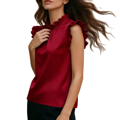 Damen Bluse mit Rüschendetails Stehkragen Norvielle