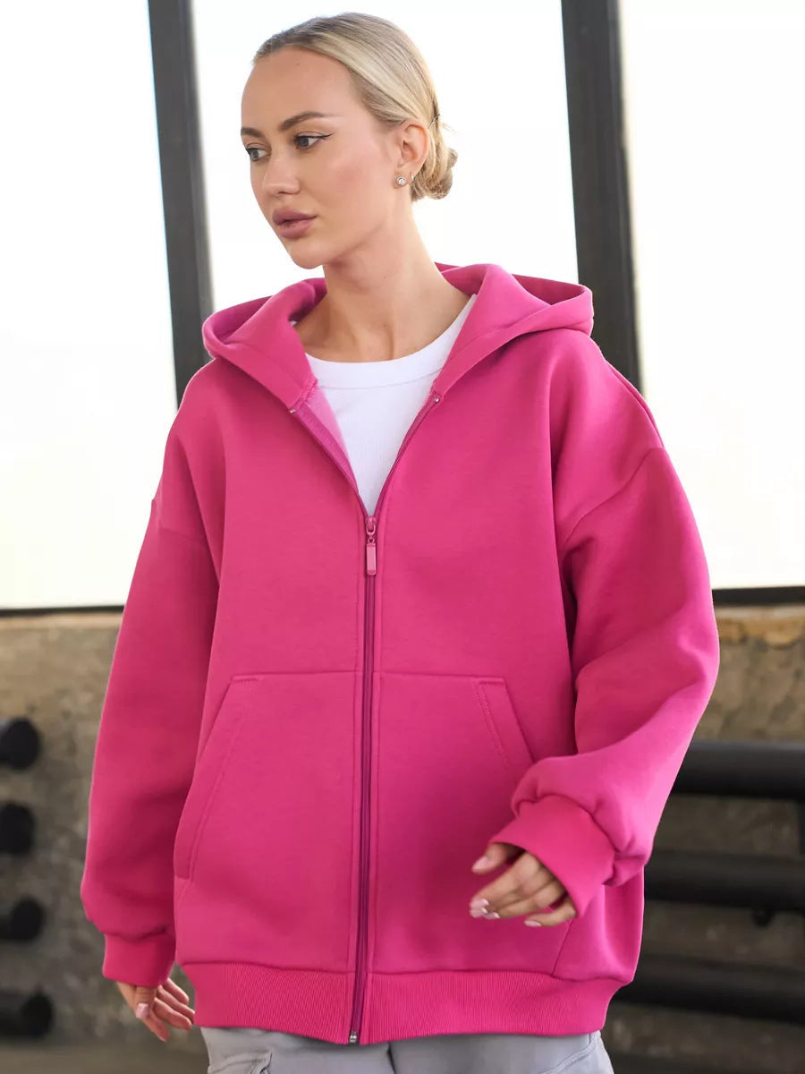 Damen Softshell Zip-Hoodie Jacke Kängurutaschen Weich Norvielle