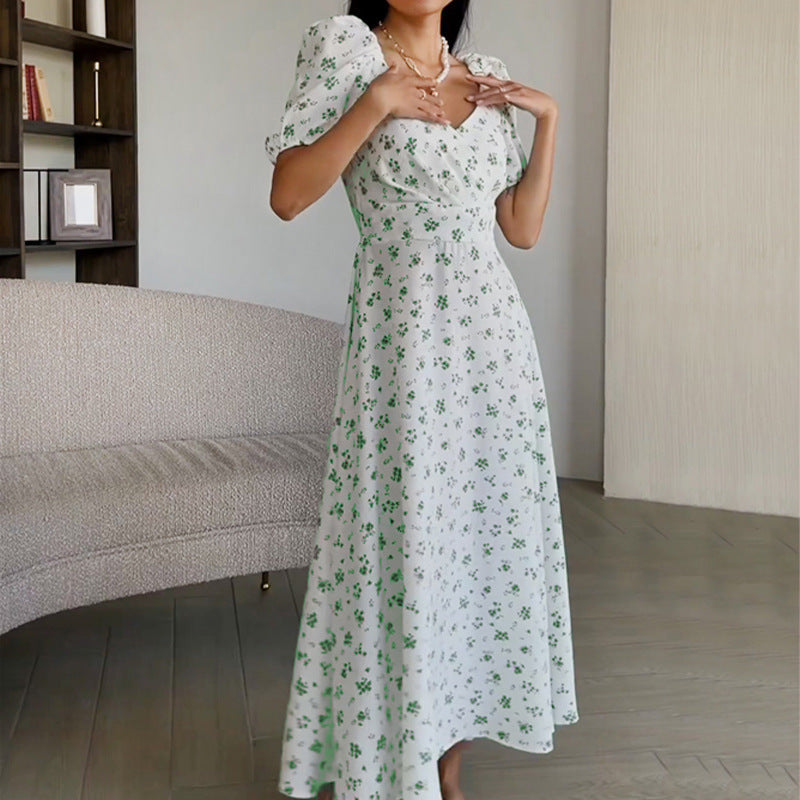 Damen Maxikleid Blumenmuster Voluminöse Ärmel Norvielle - Norvielle