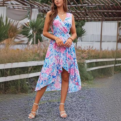 Damen Maxikleid Floralmuster Schwingender Saum Norvielle