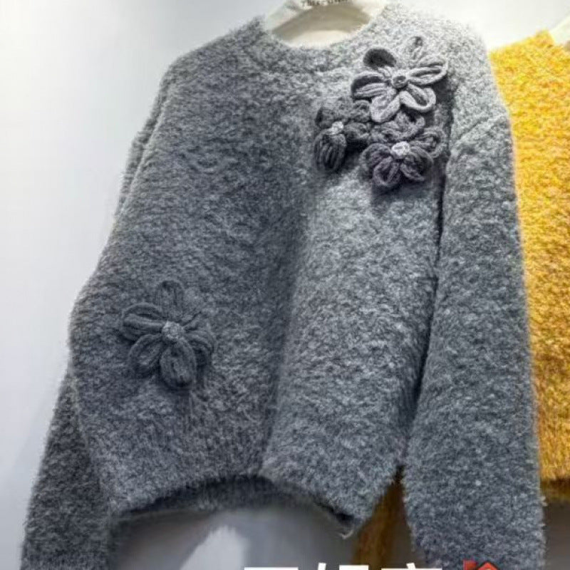 Damen Kuschelpullover Florales 3D-Design Norvielle