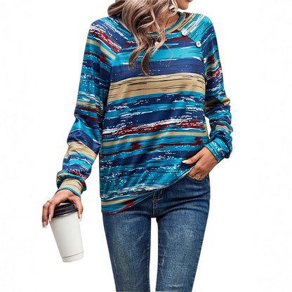Damen Langarm-Pullover Gemustert mit Knopfdetails Norvielle