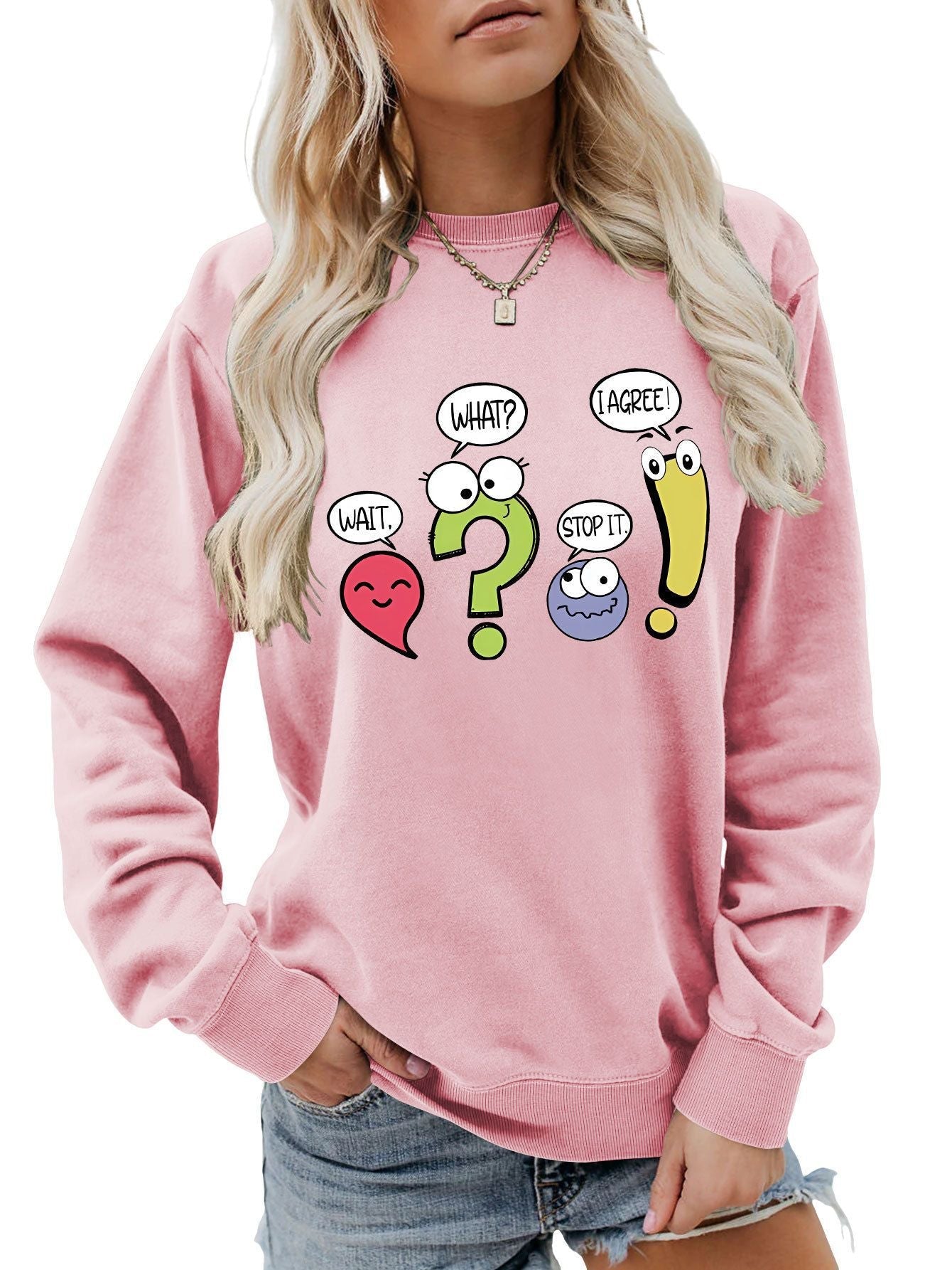 Damen Pullover Lässig Humorvolles Motiv Norvielle