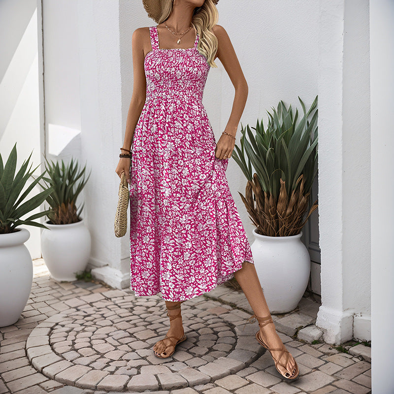Damen Maxikleid Floralmuster Elastischer Taillengürtel Norvielle