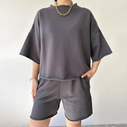 Damen Oversized Freizeitset Kurzärmelig Weite Shorts Norvielle