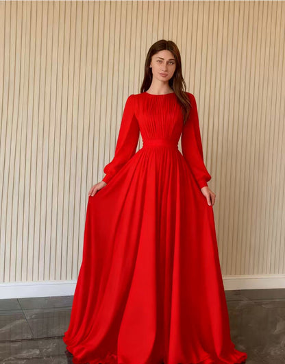 Damen Maxikleid Gerafftes Oberteil Länge Lang Ärmel Norvielle