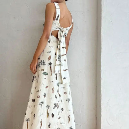 Damen Maxikleid Kreatives Print Taschen