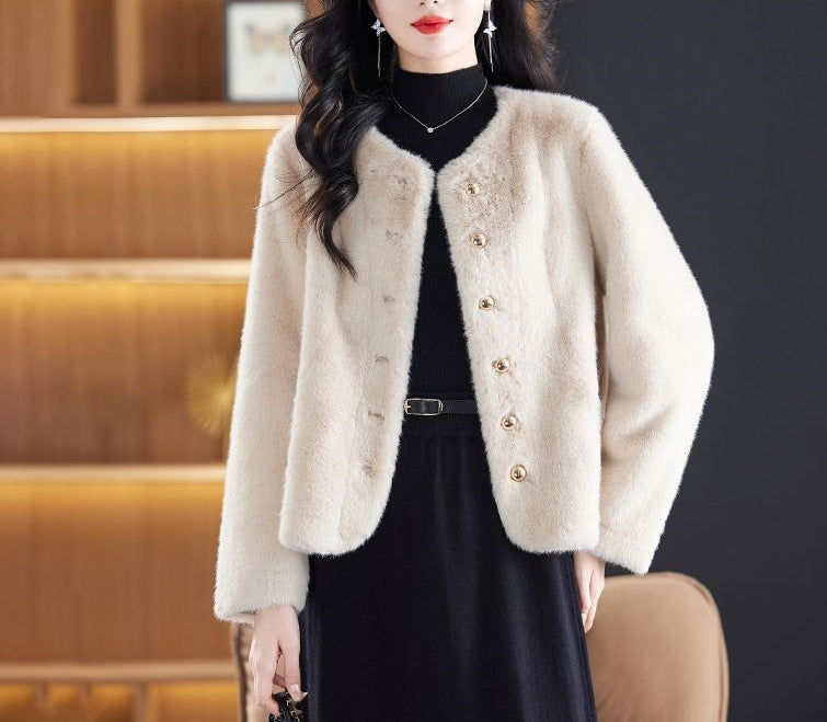 Damen Fleecejacke Kuschelig Knopfdesign Norvielle