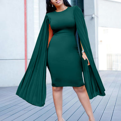 Damen Etui-Kleid Plisseefaltenärmel Eleganter Schnitt Norvielle