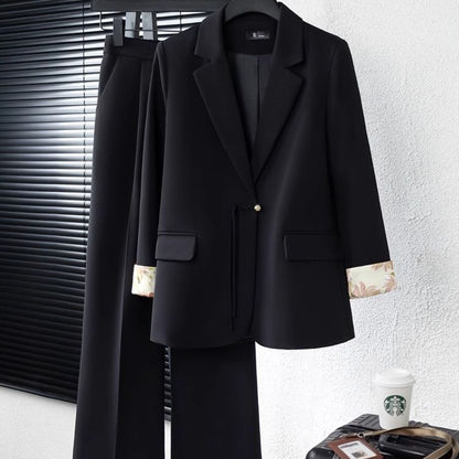 Damen Blazer Ensemble Florales Innenfutter Norvielle