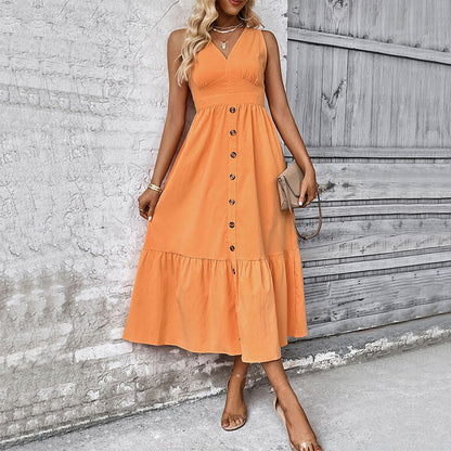 Damen Wickelkleid Midi Knöpfe Volant Elegantes Design