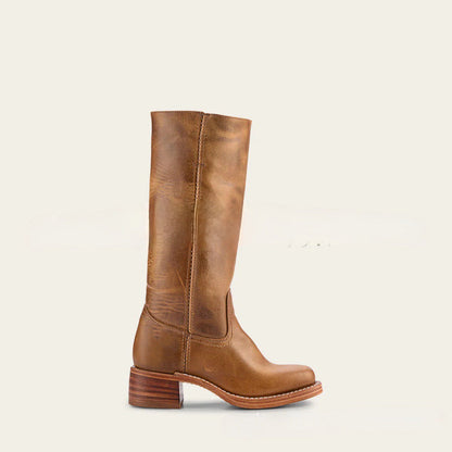 Damen Lederstiefel Westernstil Blockabsatz