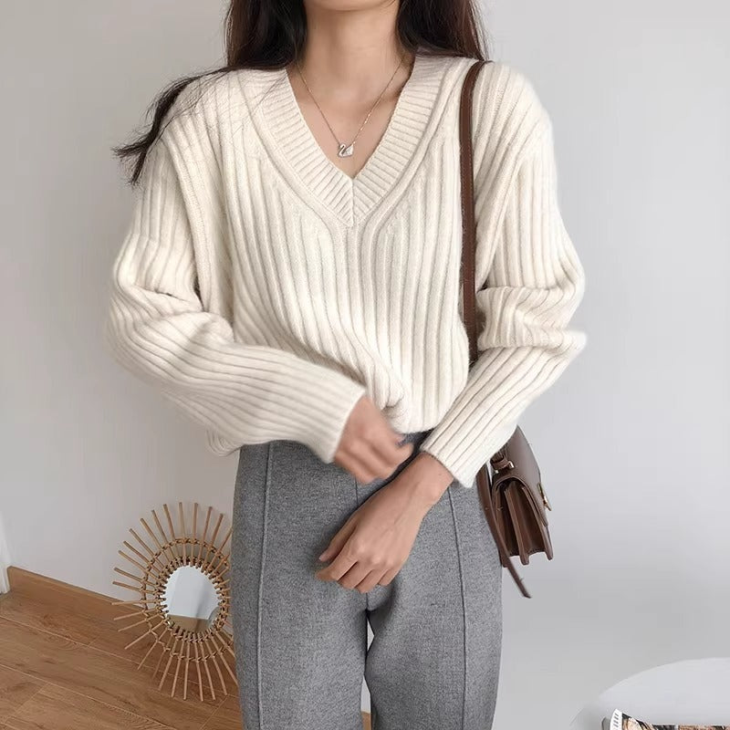 Damen Feinstrickpullover V-Ausschnitt Lässig Norvielle - Norvielle