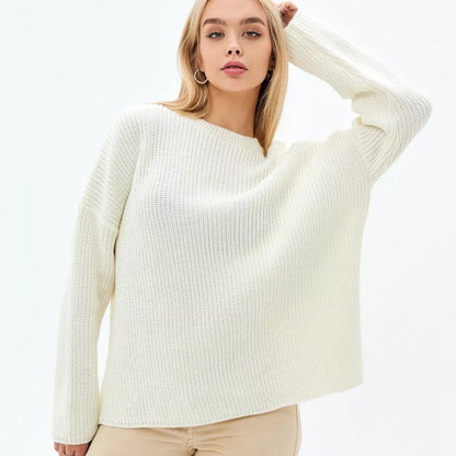 Damen Grobstrickpullover Locker Passform Strukturiert Norvielle