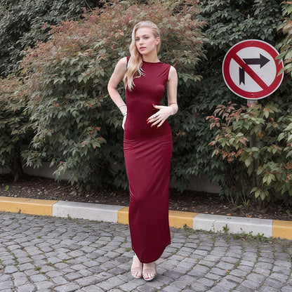 Damen Maxikleid Eleganter Schnitt Hochschlitz Norvielle
