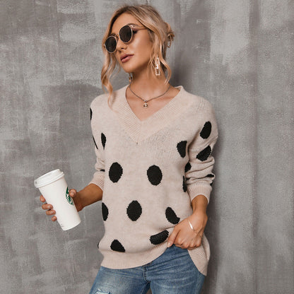 Damen Pullover V-Ausschnitt Grafikdesign Norvielle