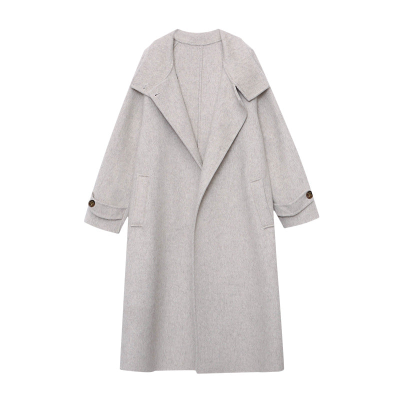 Damen Eleganter Mantel Hochkragen Bindegürtel Norvielle