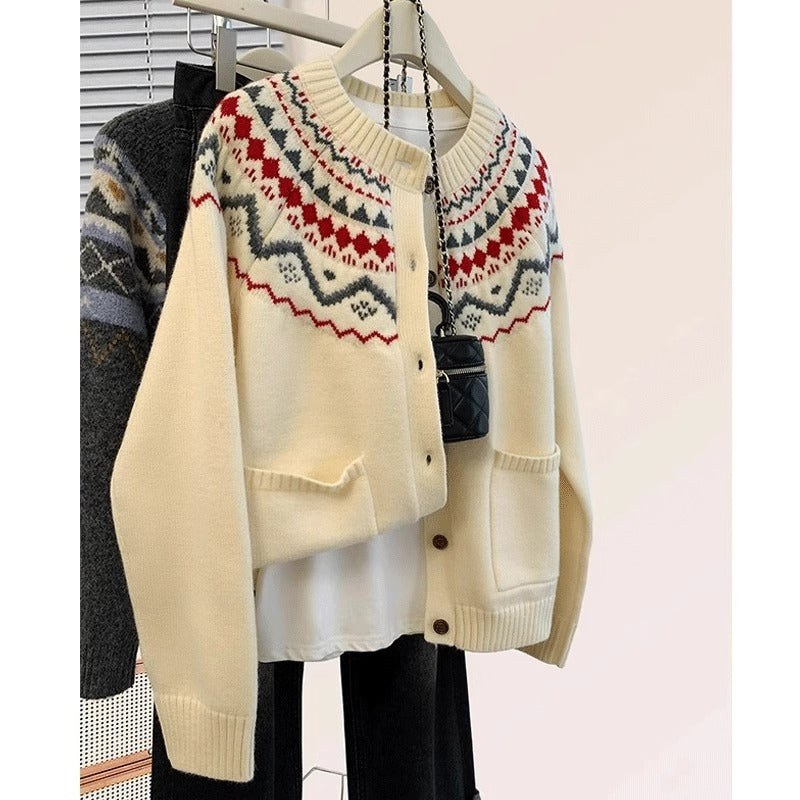 Damen Strickjacke traditionelles Muster Norvielle