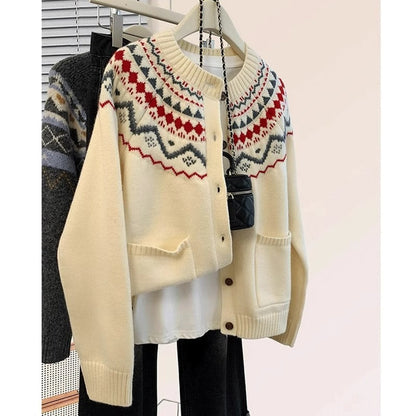 Damen Strickjacke traditionelles Muster Norvielle