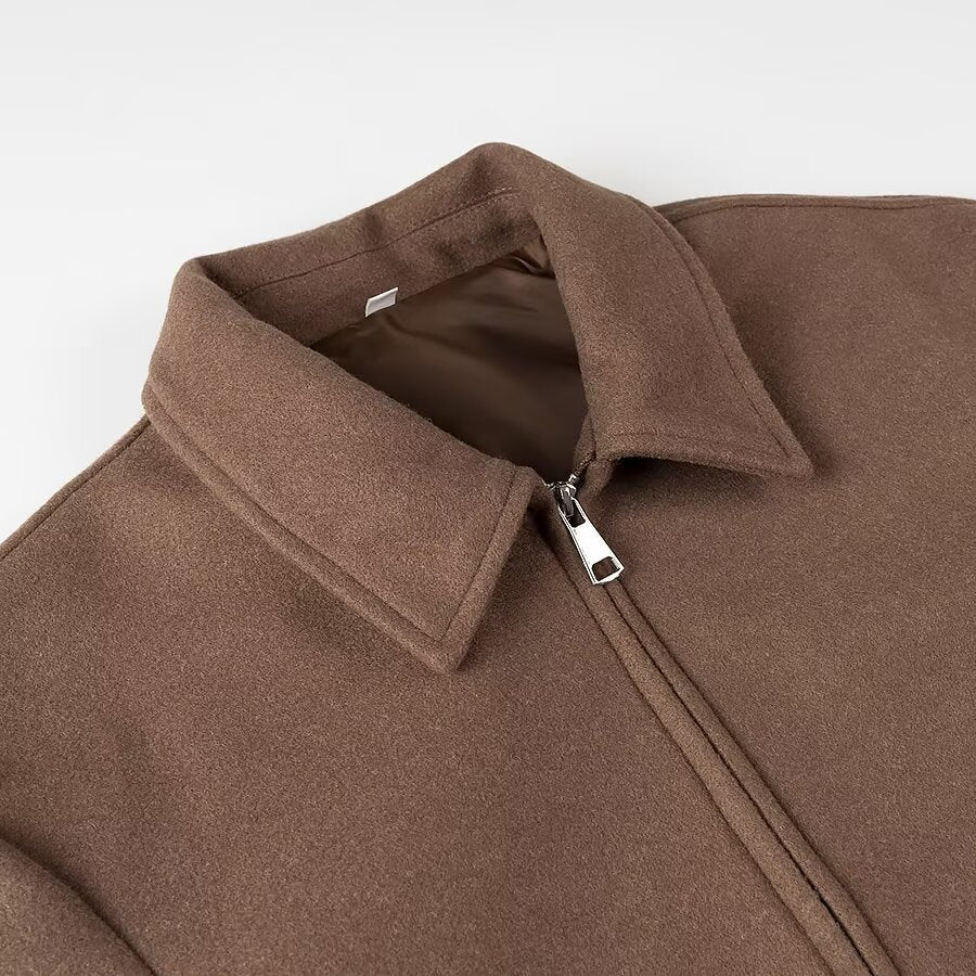 Damen Kurzjacke Urban Stil 2 Reißverschlusstaschen