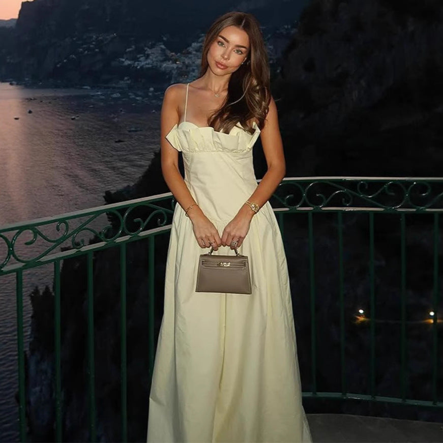 Damen Maxikleid mit Volants Norvielle Elegantes Langkleid - Norvielle
