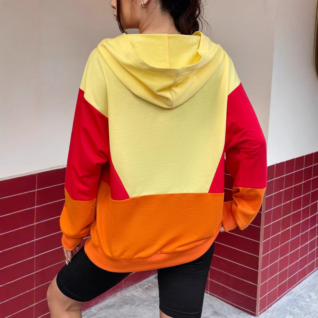 Damen Kapuzenpullover Bunt Farbblockdesign Norvielle