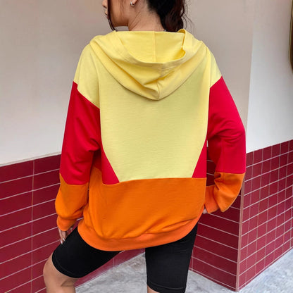 Damen Kapuzenpullover Bunt Farbblockdesign Norvielle