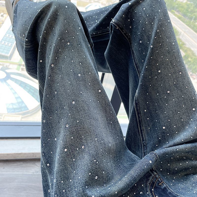 Damen Jeans mit Perlendetails Glanzoptik Norvielle