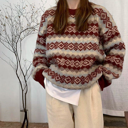 Damen Strickpullover Gemustert Herzförmig Norvielle