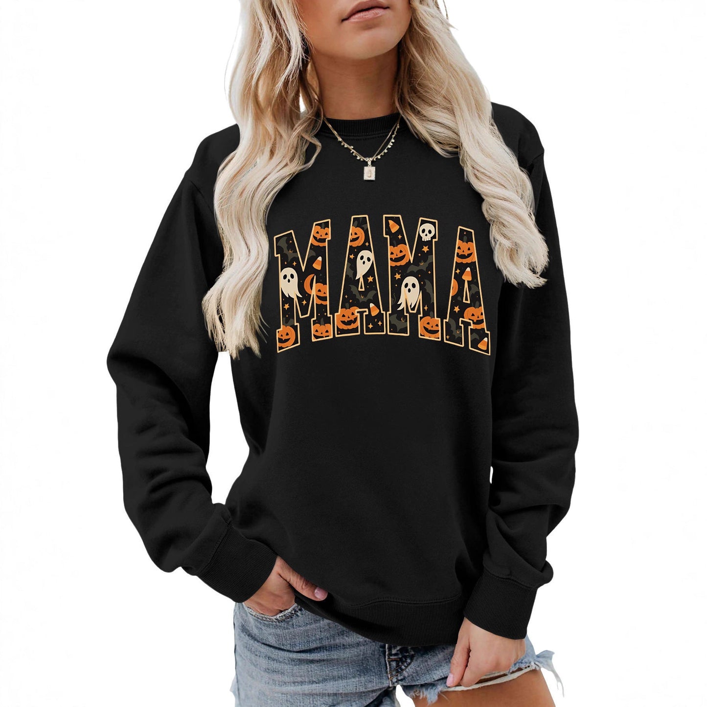 Damen Sweatshirt Halloween-Design Baumwolle Bequem