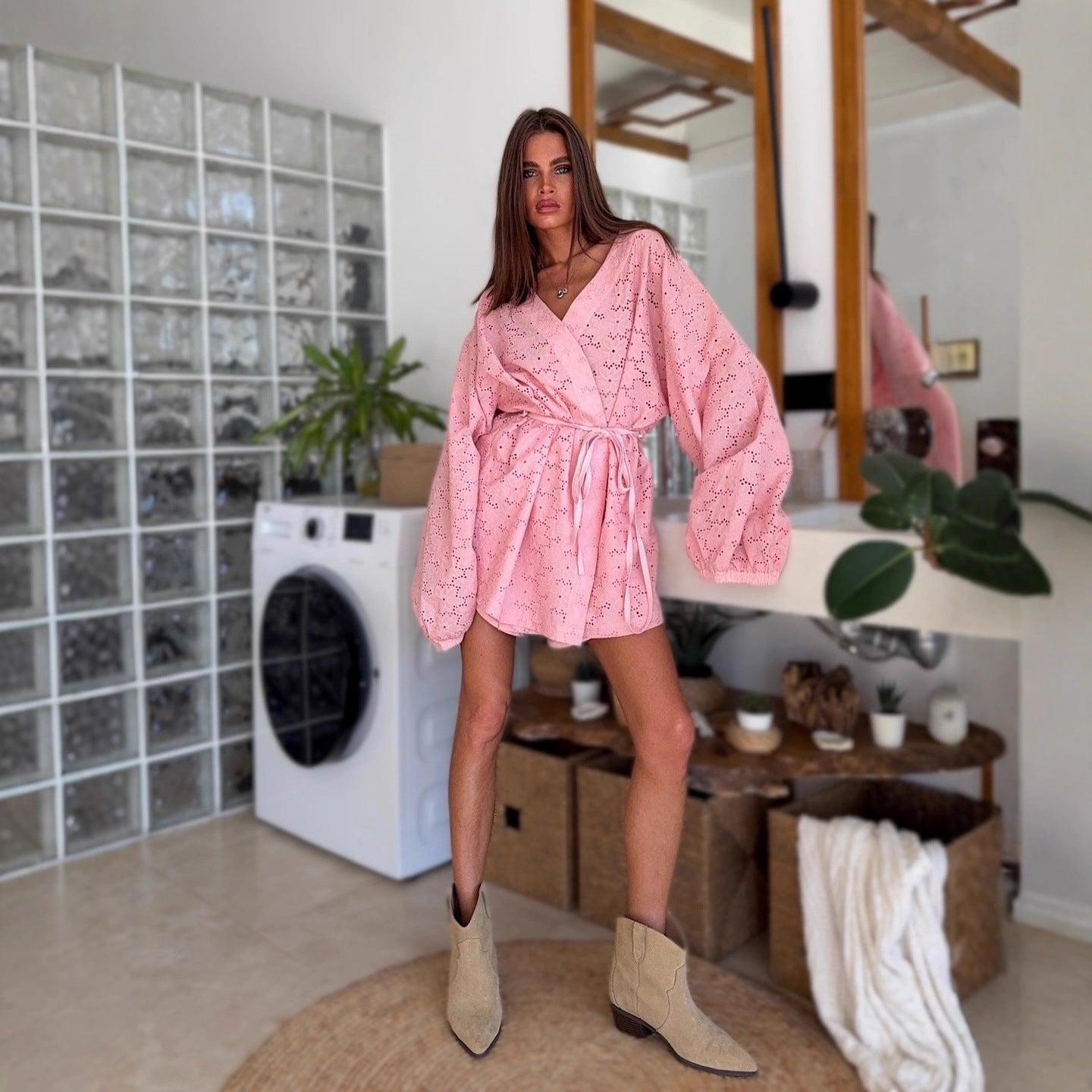 Damen Kimono mit Taillengürtel Norvielle
