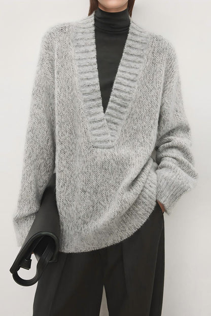 Damen Strickpullover V-Ausschnitt Lässiger Schnitt Norvielle