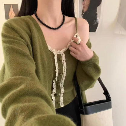 Damen Strickshirt Spitzenbesatz Lässiger Schnitt Norvielle