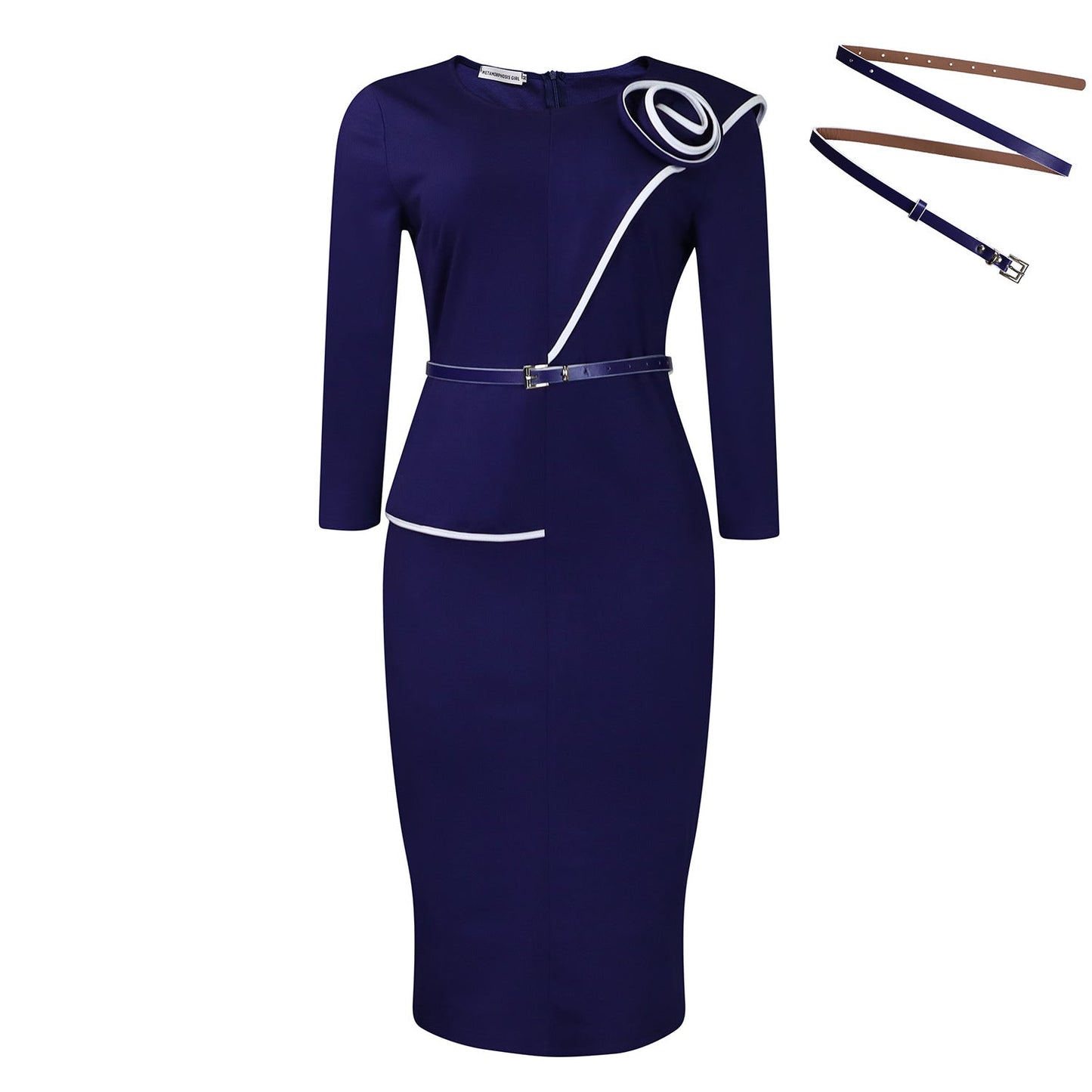 Damen Etuikleid mit Gürtel Modern