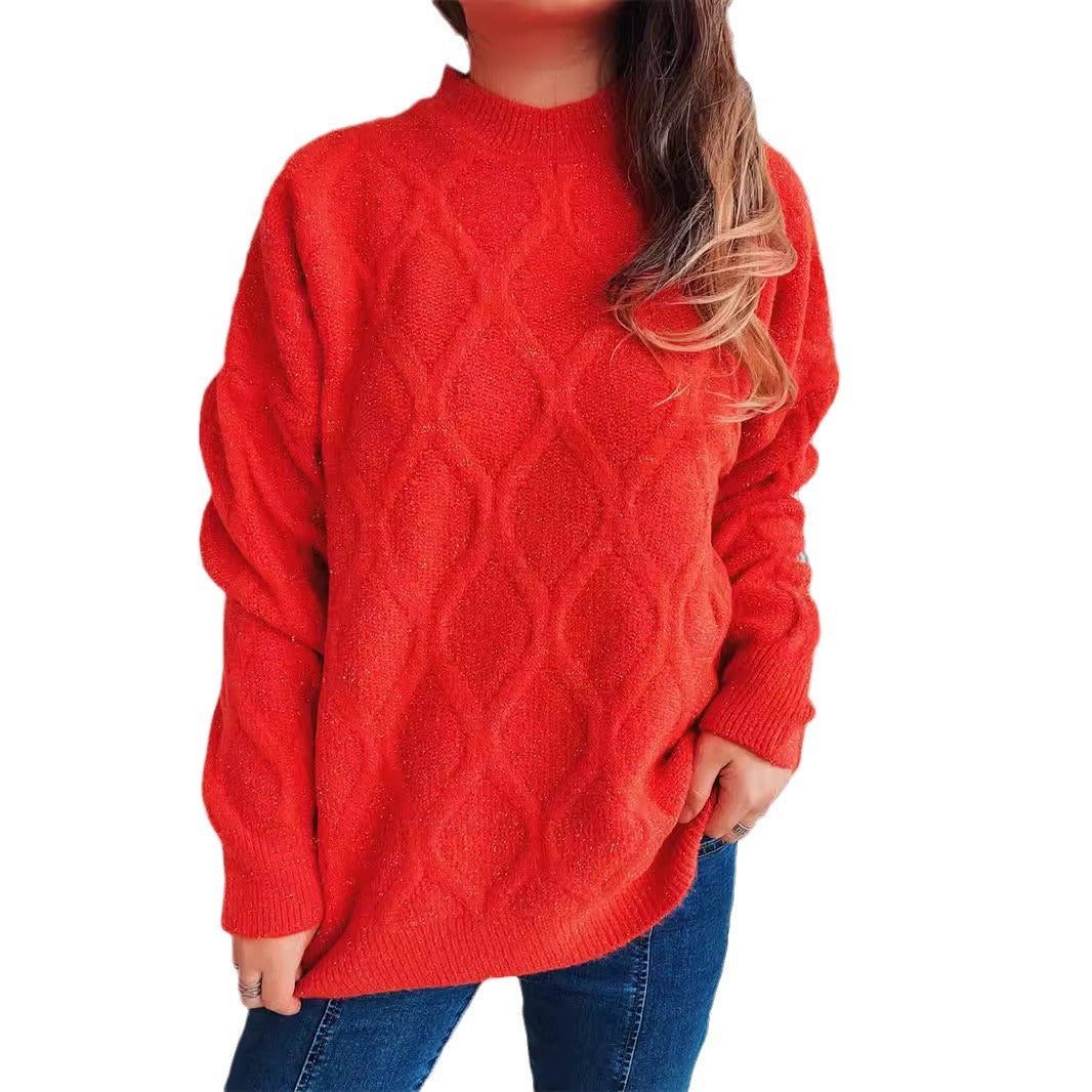 Damen Grobstrickpullover Jacquard-Muster Norvielle