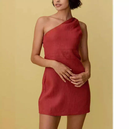 Damen Minikleid Asymmetrisch Norvielle