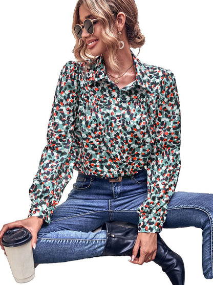 Damen Bluse Floralmuster Puffärmel Norvielle
