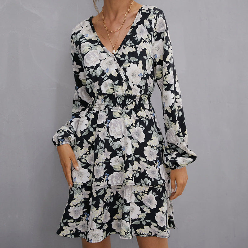 Damen Wickelkleid Floralmuster Elastisch Norvielle