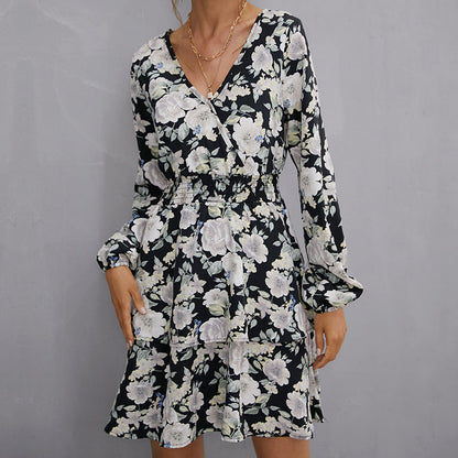 Damen Wickelkleid Floralmuster Elastisch Norvielle