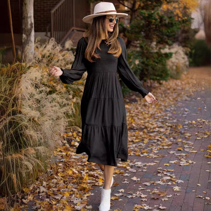 Damen Langarmkleid mit Raffung und Volantdetail Norvielle