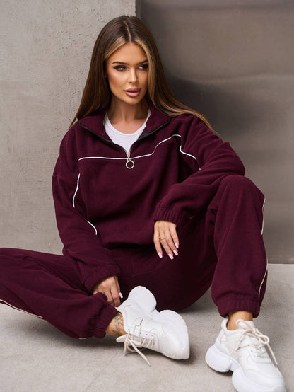 Damen Fleece-Outfit mit Reißverschluss Kuschelig Norvielle