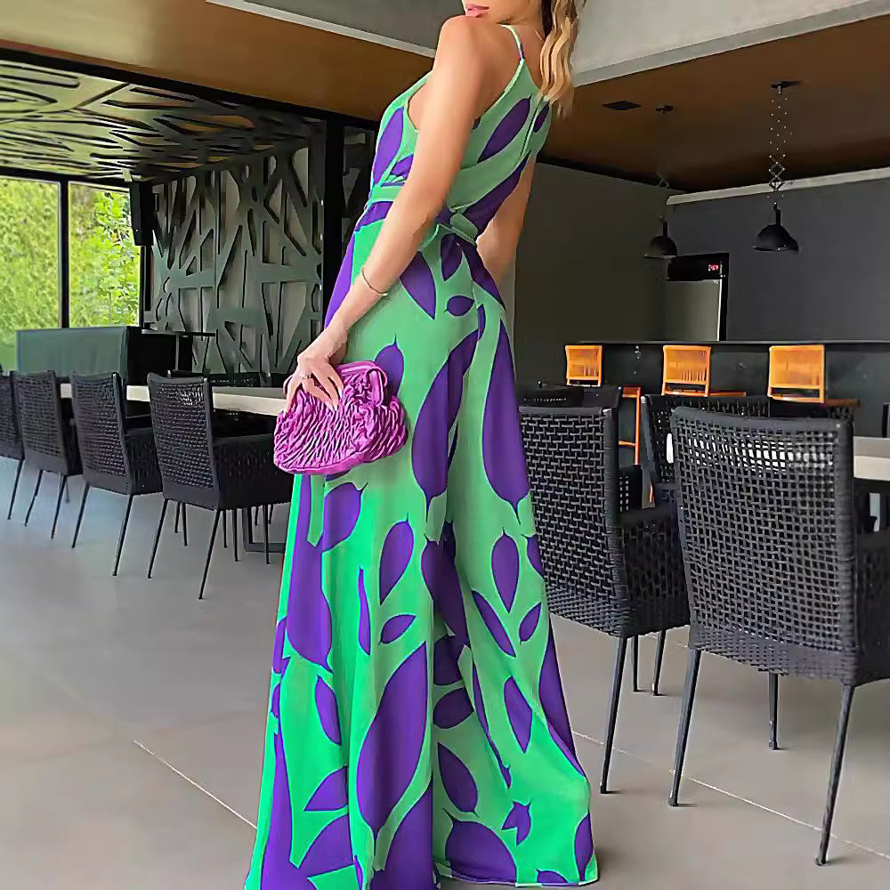 Damen Maxikleid Floralmuster Mit Taillengürtel Norvielle