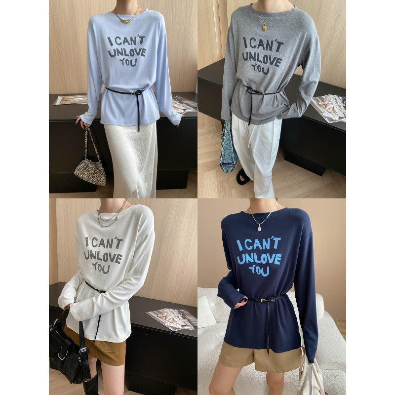 Damen Langarmshirt Lässiger Schnitt Mit Schriftzug Norvielle