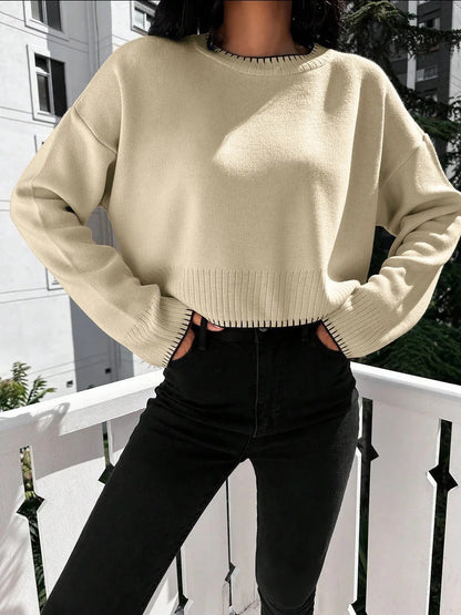 Damen Kurzpullover Strukturiert Lässig Norvielle