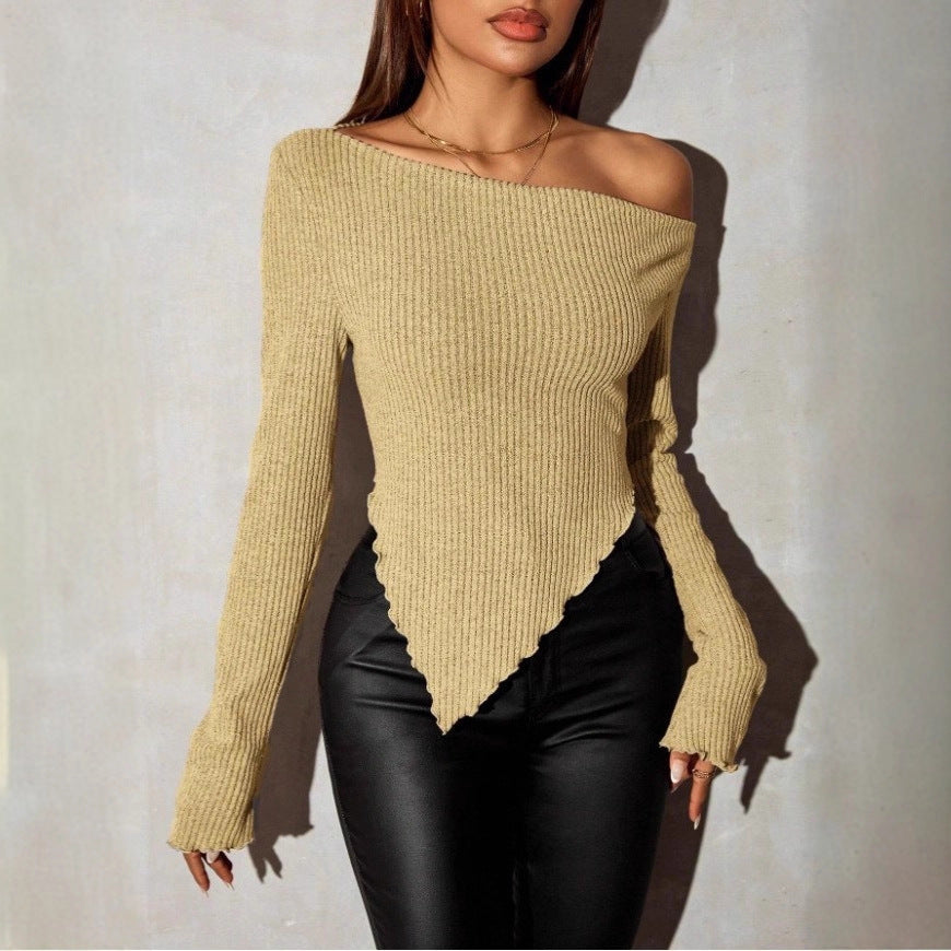 Damen Asymmetrischer Strickpullover Norvielle