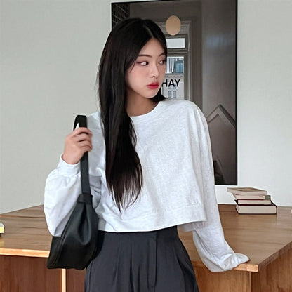Damen Cropped Pullover Ballonärmel Norvielle