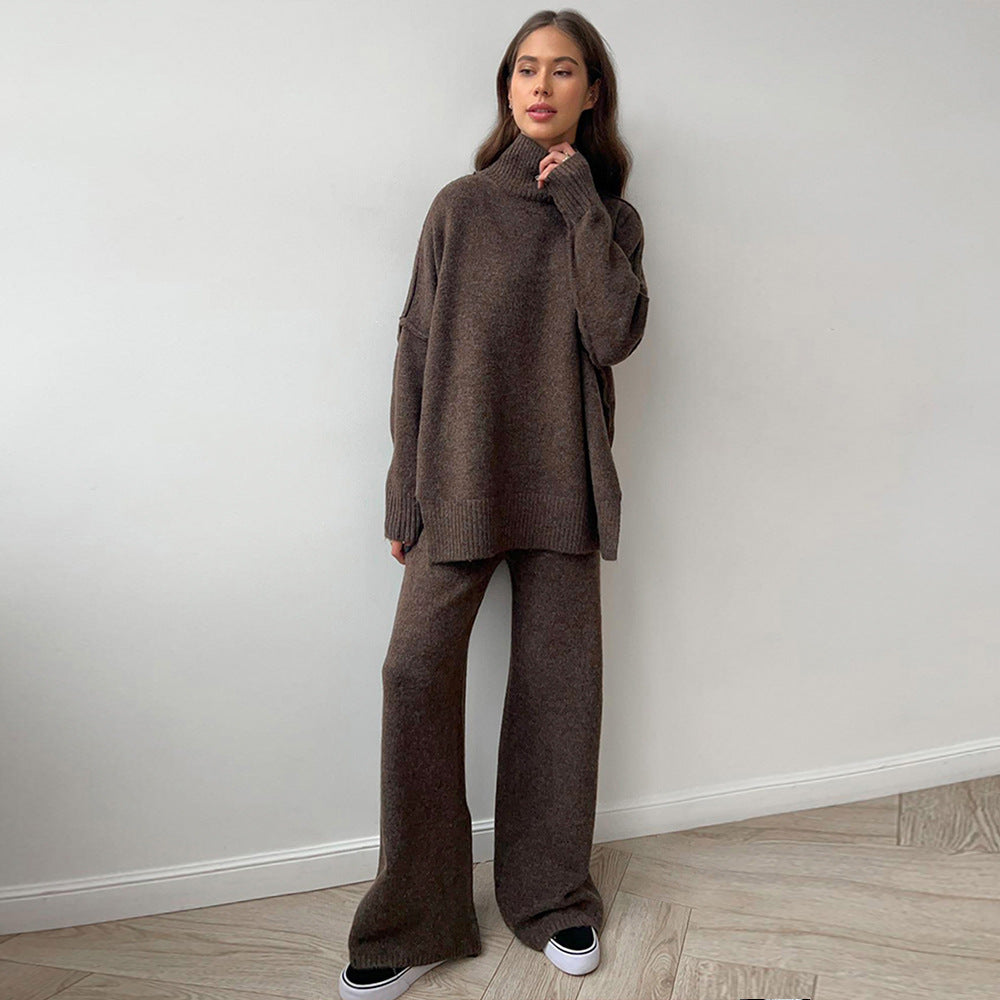 Damen Strickensemble Weiter Schnitt Hoher Kragen Norvielle