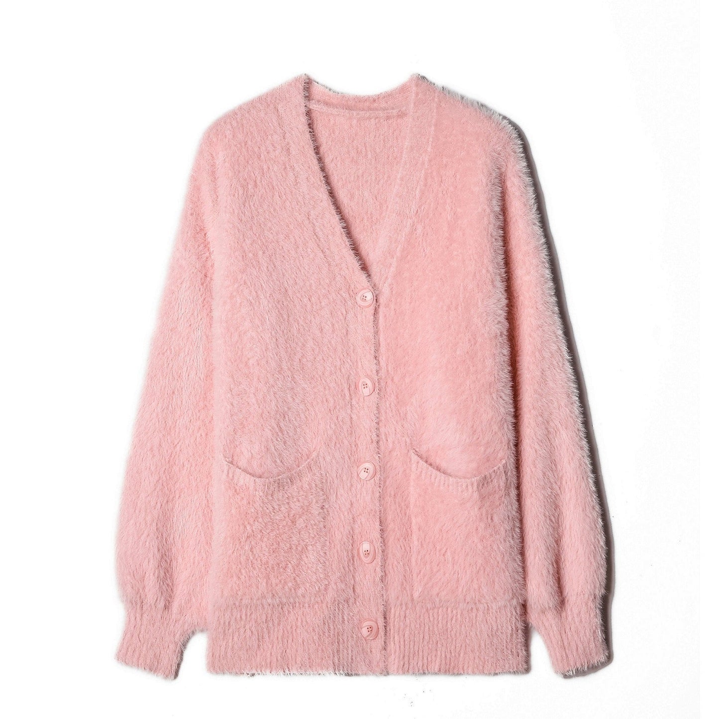 Damen Strickjacke Flauschig mit Taschen und Breitem Revers Norvielle