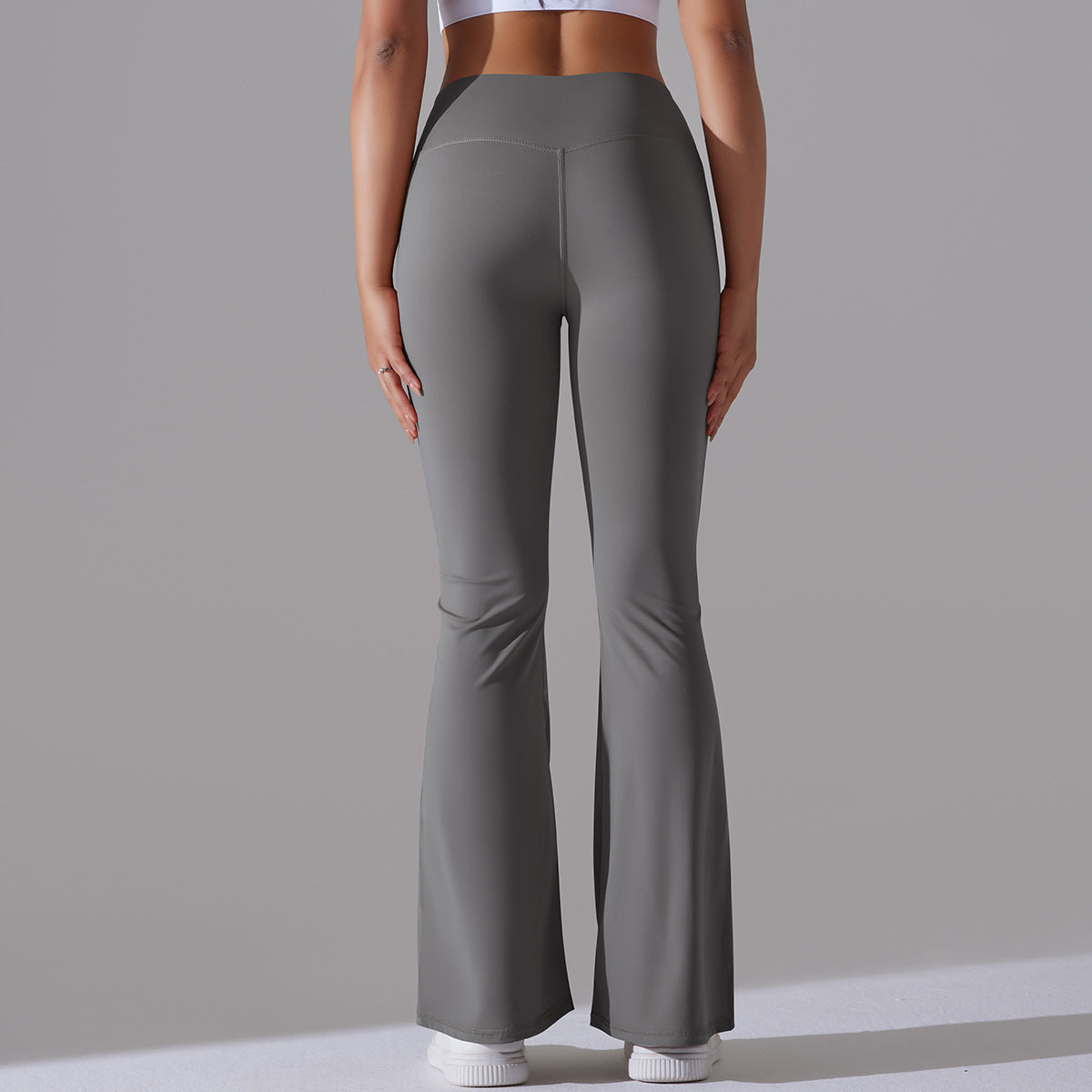 Damen Fitnesshose Flared High-Waist Sportleggings für Training