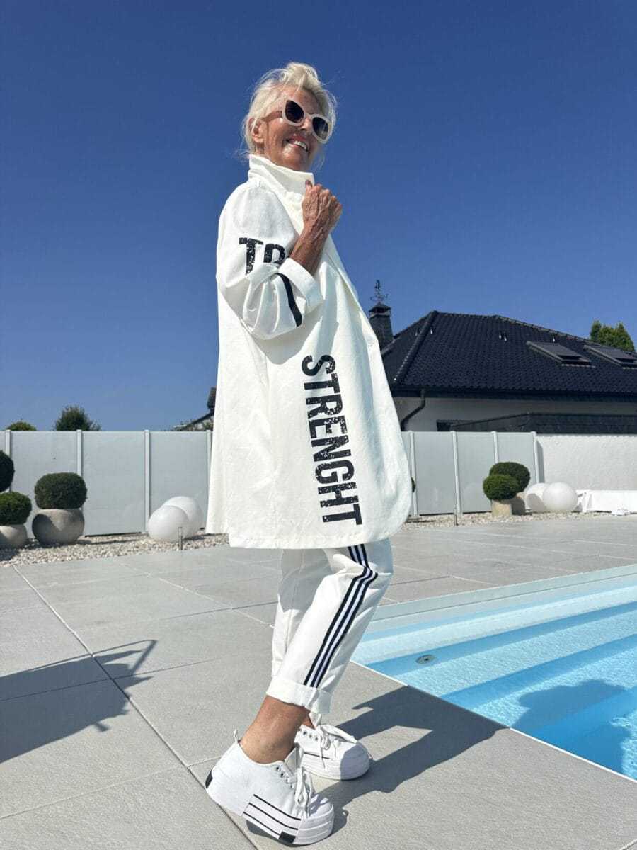 Damen Trenchcoat Streifenoptik